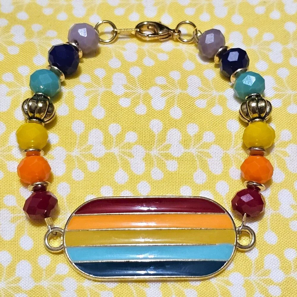 Artisan Hand Crafted Bracelet Beaded Rainbow Pride Colors - Picture 6 of 6